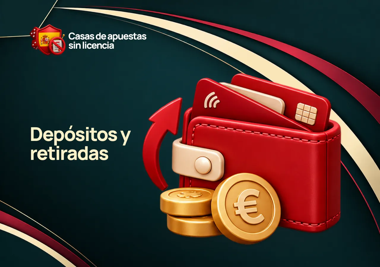 Métodos de depósito y retirada con información sobre plazos, límites y posibles comisiones.